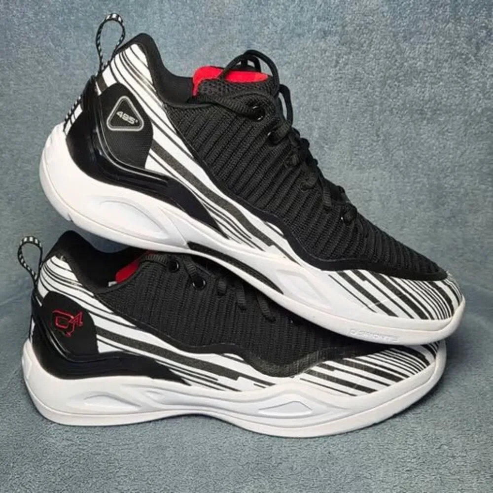 Q4 White Streak 495 LO SP Black/White Basketball Shoes Mens Size 10.5